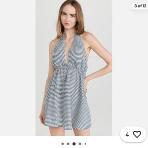 Reformation Monochrome Check Halter Dress